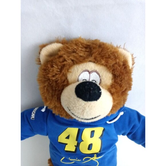 Nascar Jimmie Johnson Hoodie Teddy Bear #48 Henrdix Motors Plush Blue Yellow - Picture 2 of 6
